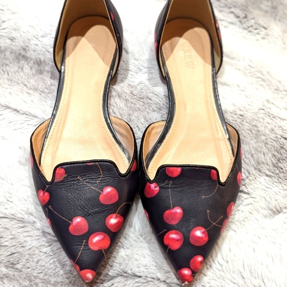 Women's J.Crew Sadie Flat with Cherry Print. Size 7